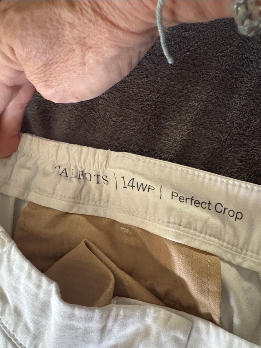 Talbots White Perfect Crop Chinos with Tan Lining